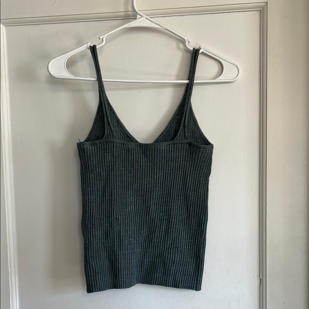 Women's Ribbed Tank Top - Dark Gray - Picture 3 of 3